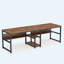 Bureau double 78,7 "pour deux avec tablettes, poste de travail industriel brun rustique