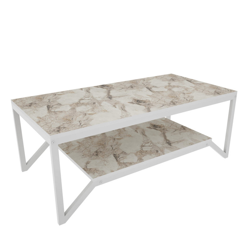 Flora Coffee Table with Storage, White, White