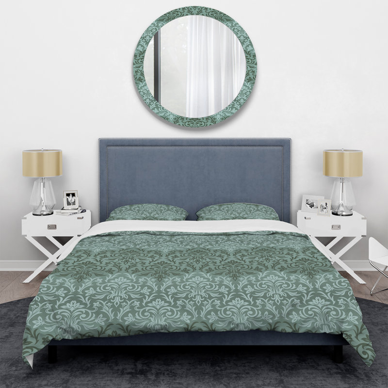 Damas vert - ensemble de housse de couette abstrait - microfibre de polyester