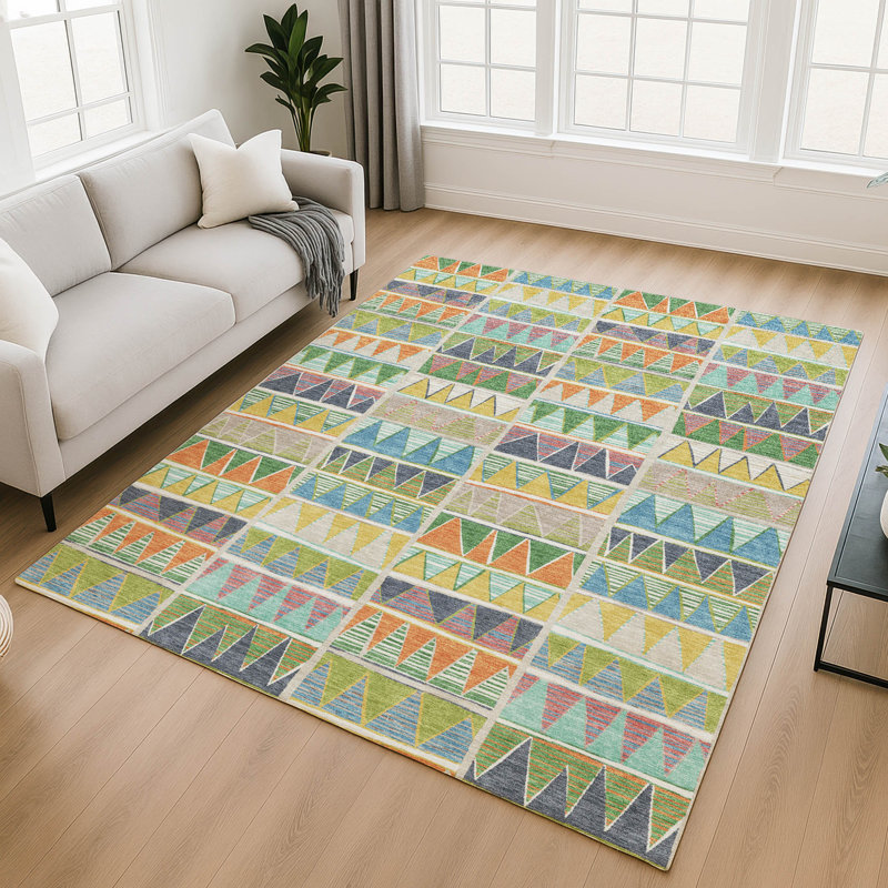 Premium Machine Washable Mayfield AMF2205 geometric Rug, 8' x 10', Beige