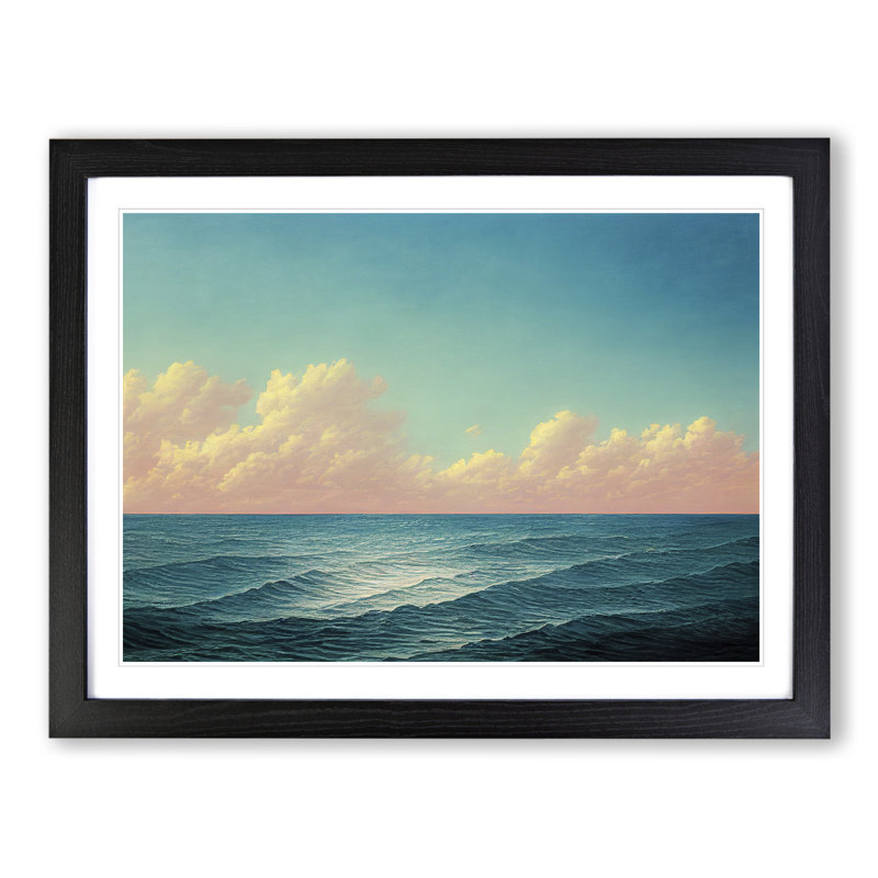 XH1022-2012X Clouds Above The Sea - Single Picture Frame Print, Black, 46cm H x 64cm W x 2cm D