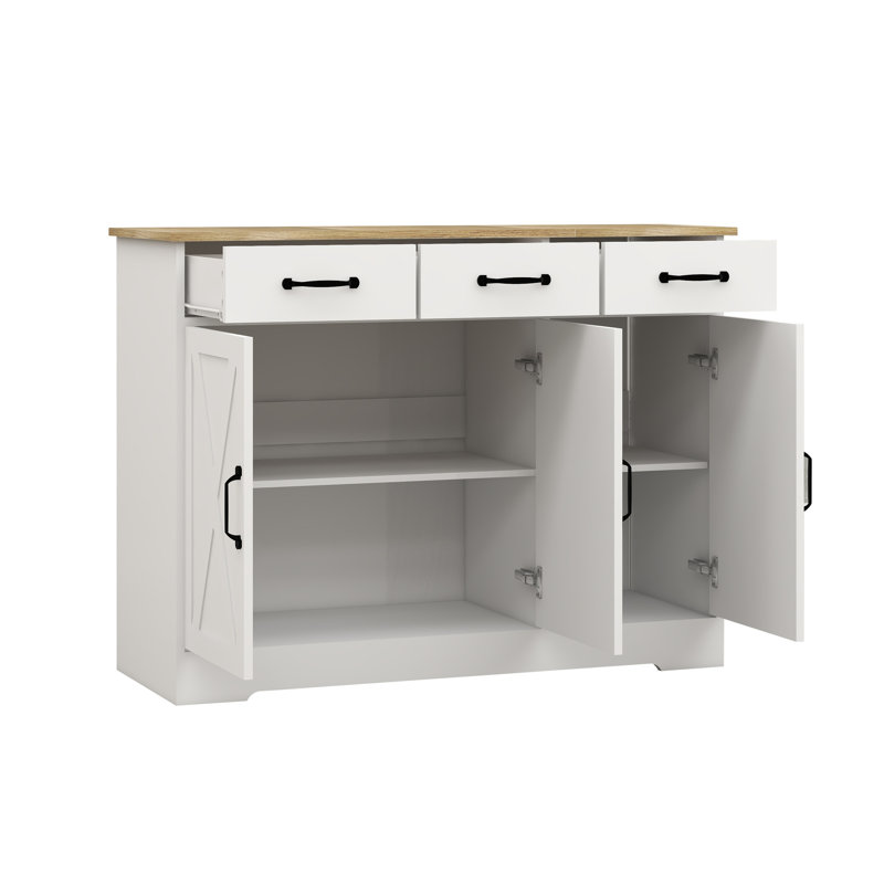 Buffet Style en blanc, design 3D 3D, intérieur spacieux, console blanche de qualité avec rangement 3D / 3D pour le bureau personnel
