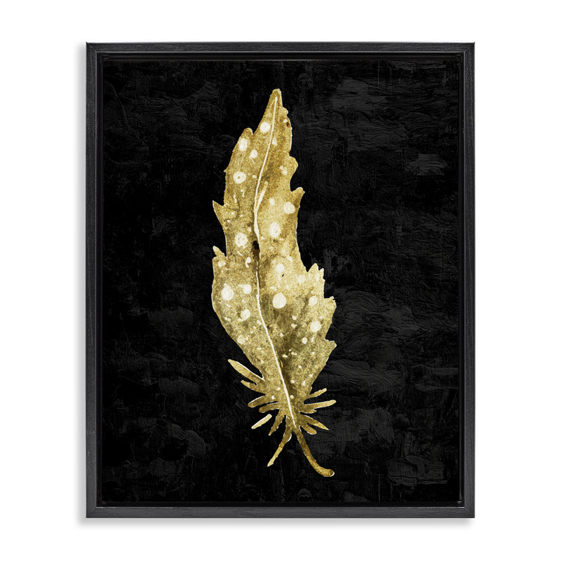 Plume sur cadre flottant noir, design par Kim Allen, Cadre flottant noir de jais, H 21 po x l 17 po