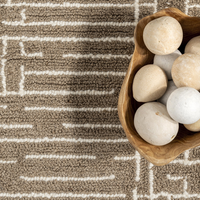 Natural Honey and Alabaster Wool Rectangular 10' x 14' Rug