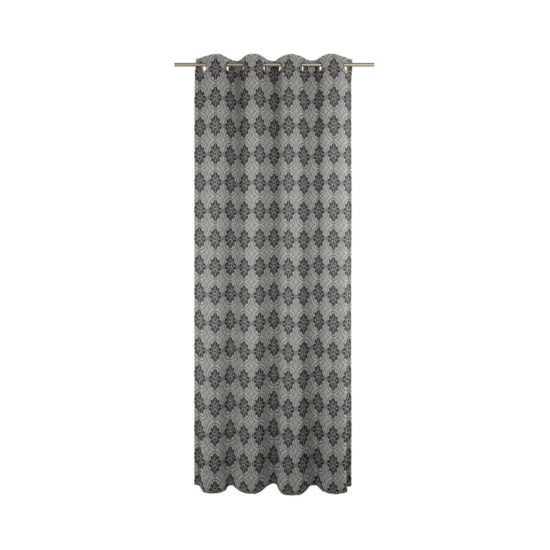 Heilwood Eyelet Opaque Single Curtain, Black / Grey, 145cm Width x 145cm Drop