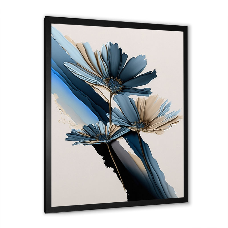 «Hyperrealistic Daisy Flowers II», reproduction sur toile, Impression noire sur toile encadrée, L 12 po x H 20 po