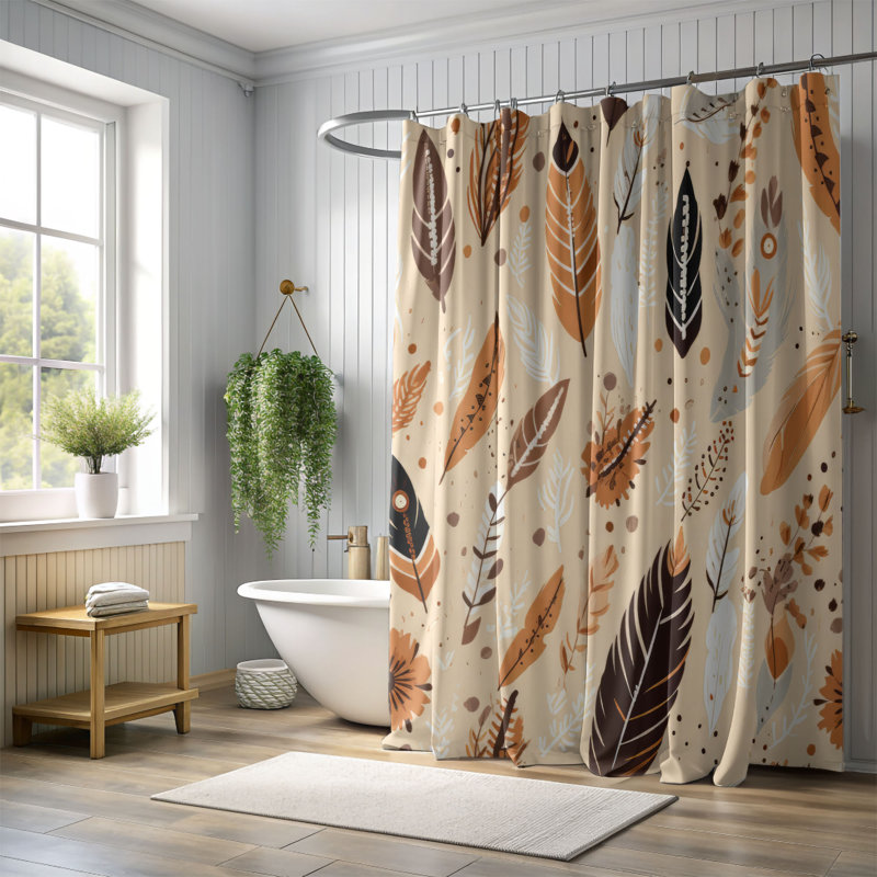 Rideau de douche Boho Element - Premium, H 74 po x l 71 po