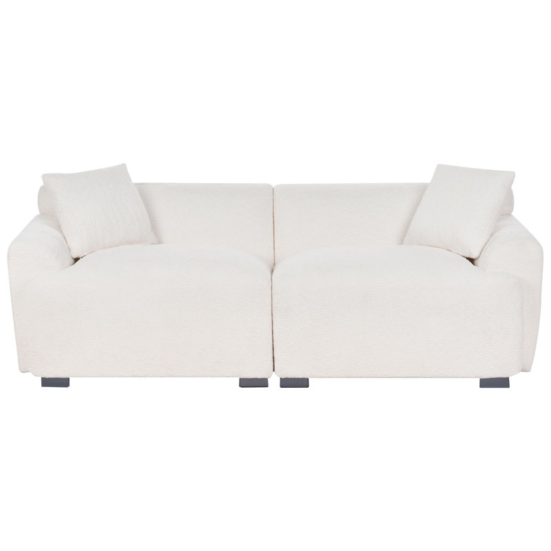 3 Seater Fabric Sofa Beige Takoya, White