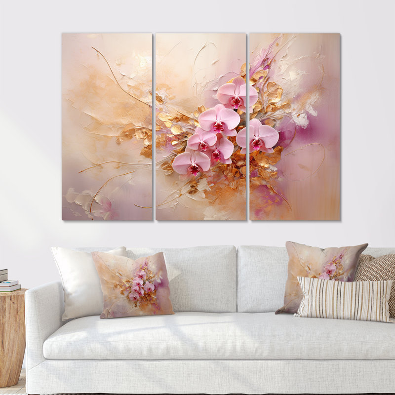 Erion - ensemble d'art mural toile orchidée, H 40 po x l 60 po x P 1 po