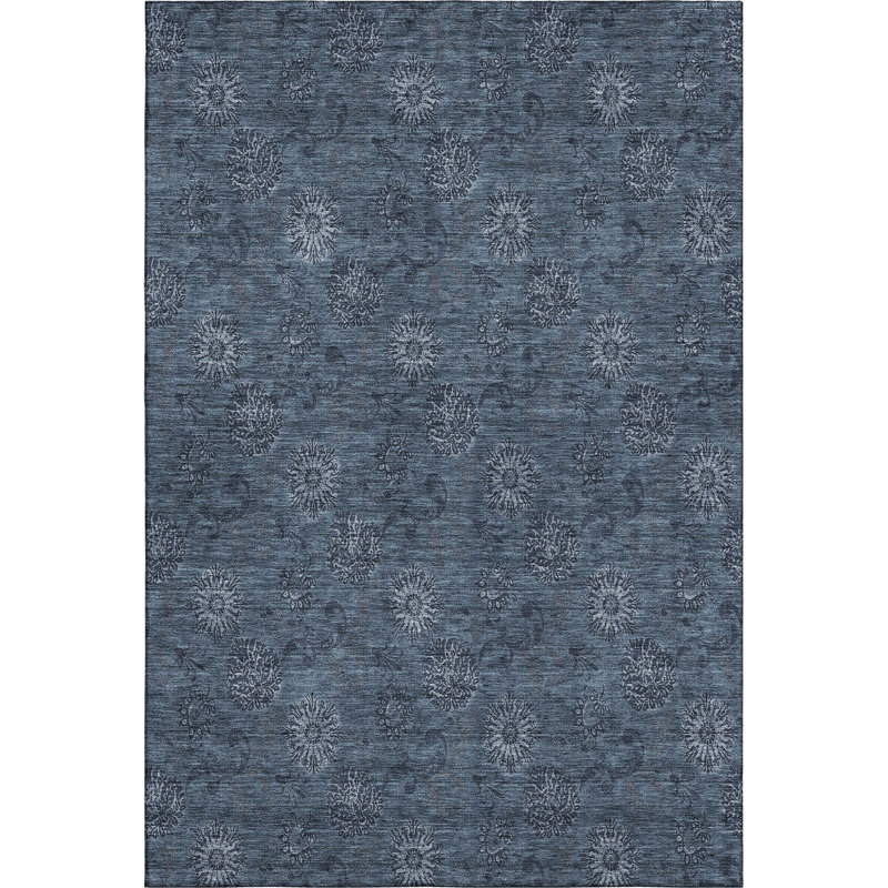 Premium Machine Washable Prisco Blue Rug, Rectangle 8' x 10'