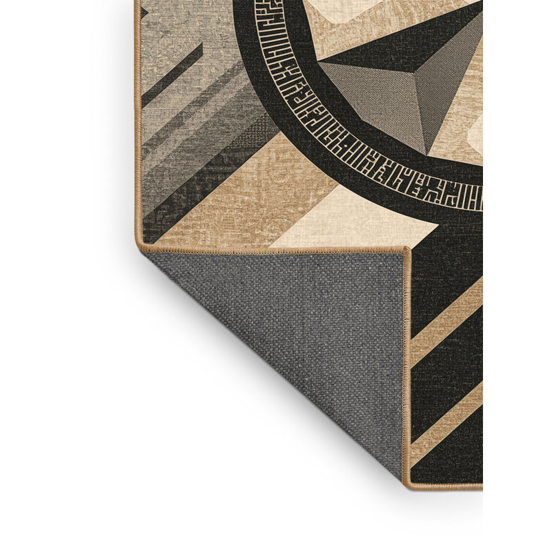 Tapis noir moelleux doux et moelleux à motif de tarte aux fruits de luxe - reliure brun clair, 7 x 10