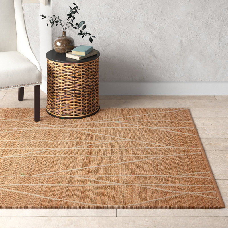 Bement Geometric Handmade Natural/Ivory Area Rug, Rectangle 5' x 7'6"