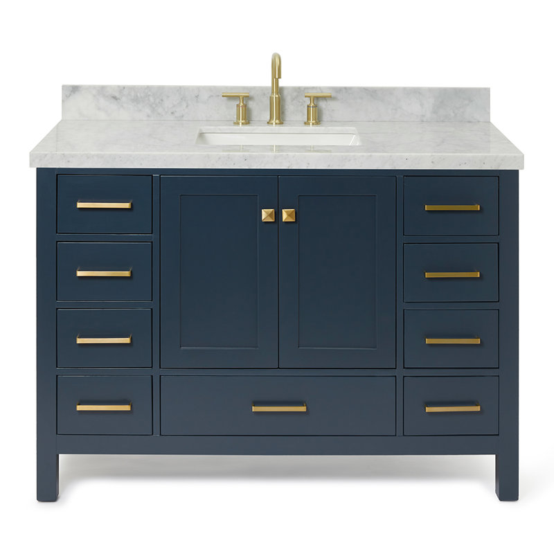 Ensemble de meuble-lavabo simple 49 po Cambridge, Bleu minuit, Rectangular