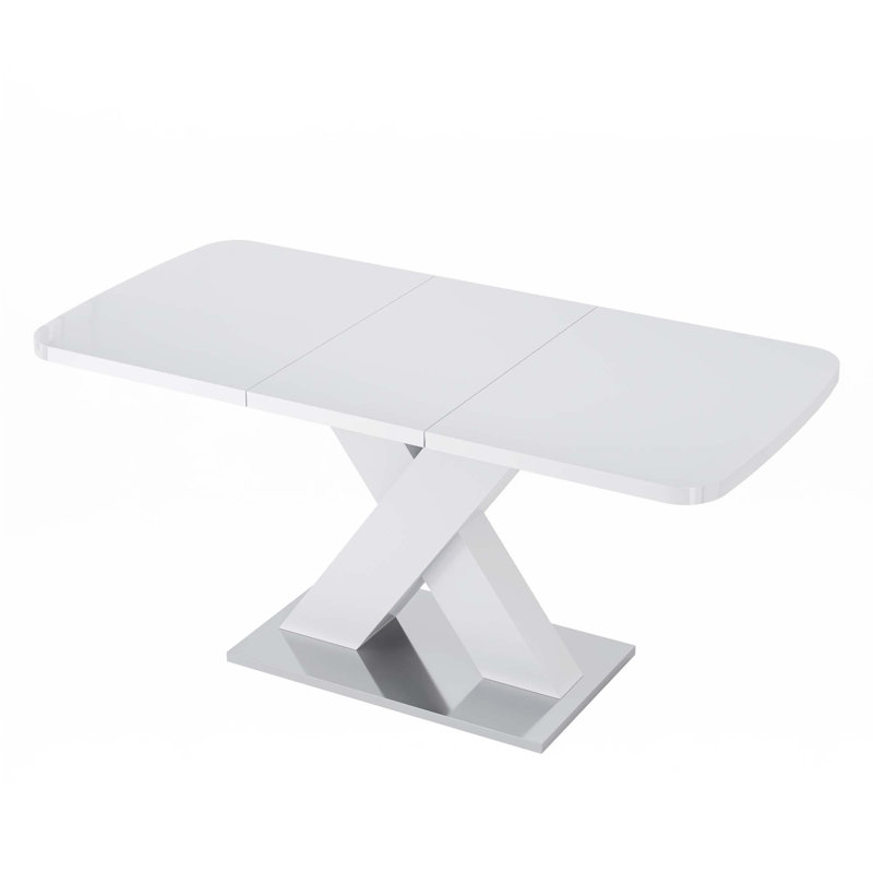 Stretchable Square Dining Table(Only Table), White, White/Gray