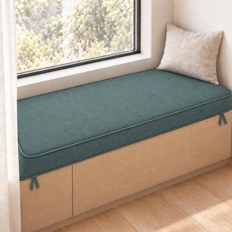 Coussin de banc sur mesure de 3 pouces de hauteur avec passepoil double et 2 attaches pour meubles de patio, 20 x 93 pouces