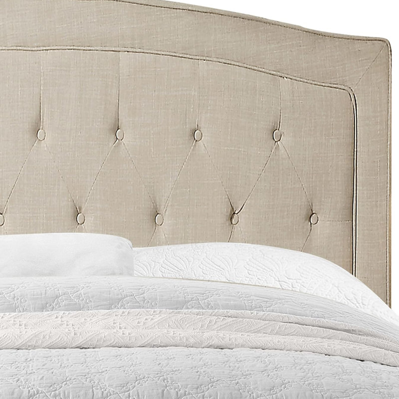 Lit tapissier rembourré avec tête de lit à hauteur ajustable, Très grand lit, Beige