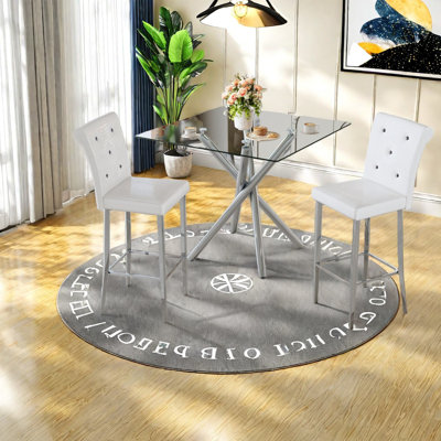 Ensemble de tables de salle à manger compactes et modernes avec chaises, en acier et en verre, pour la cuisine et la maison
