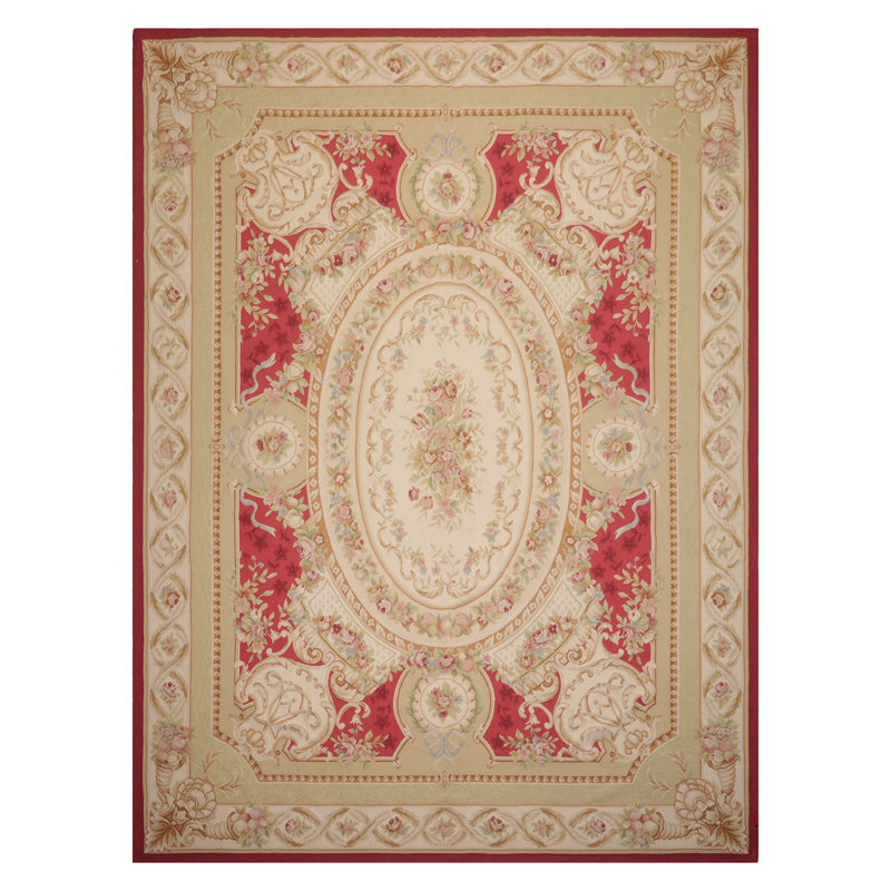 9'x12' Crimson Hand Woven Flatweave Wool Design Area Rug