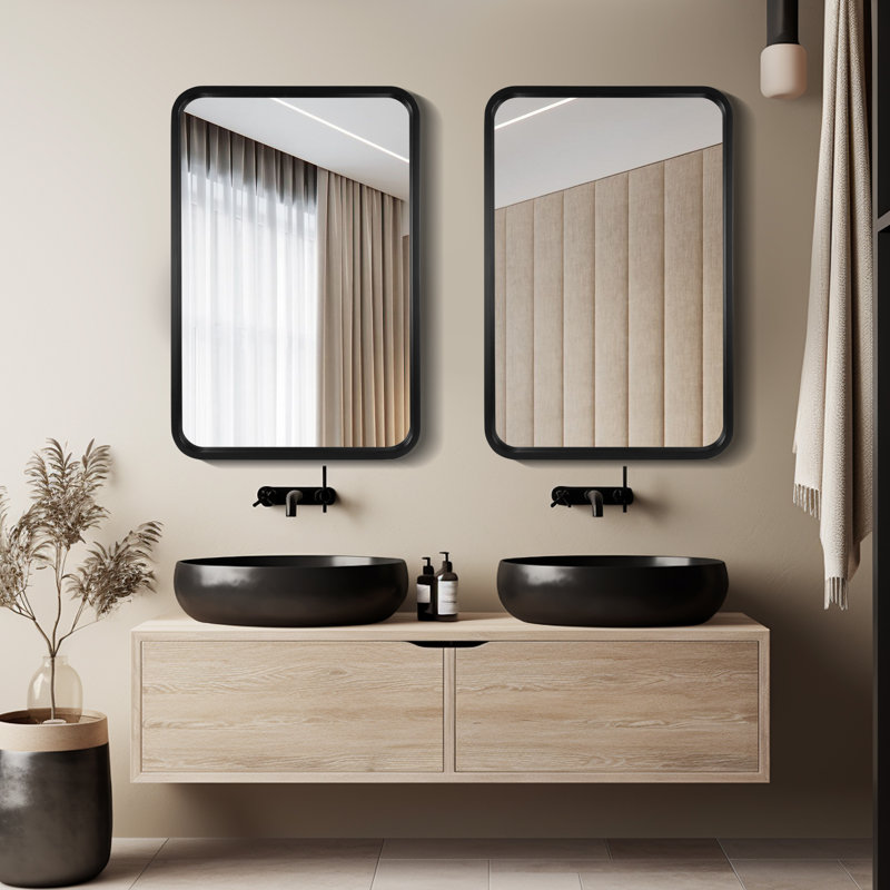 Miroir mural Sarwat, 36 po x 24 po, Noir