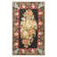 1890s Black Roses Antique French Needlepoint Carpet 5'2"x8'8" Flatweave Wool Rug