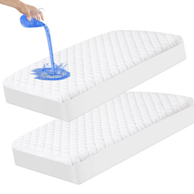 2 Pack Waterproof Breathable Toddler Mattress Protector , Noiseless Washable Mattress Cover