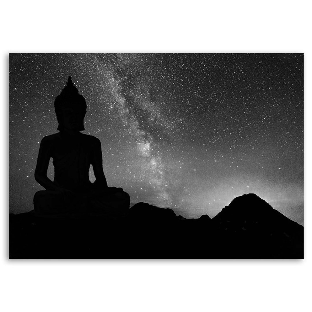 Leinwandbild Buddha und Sternenhimmel