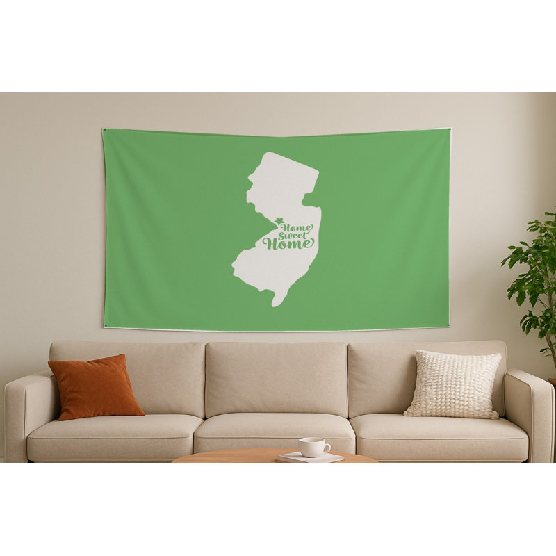 Douce maison Trenton — Silhouette de l'État du New Jersey — Tapisserie murale tissée de paysage, H 26 po x l 36 po