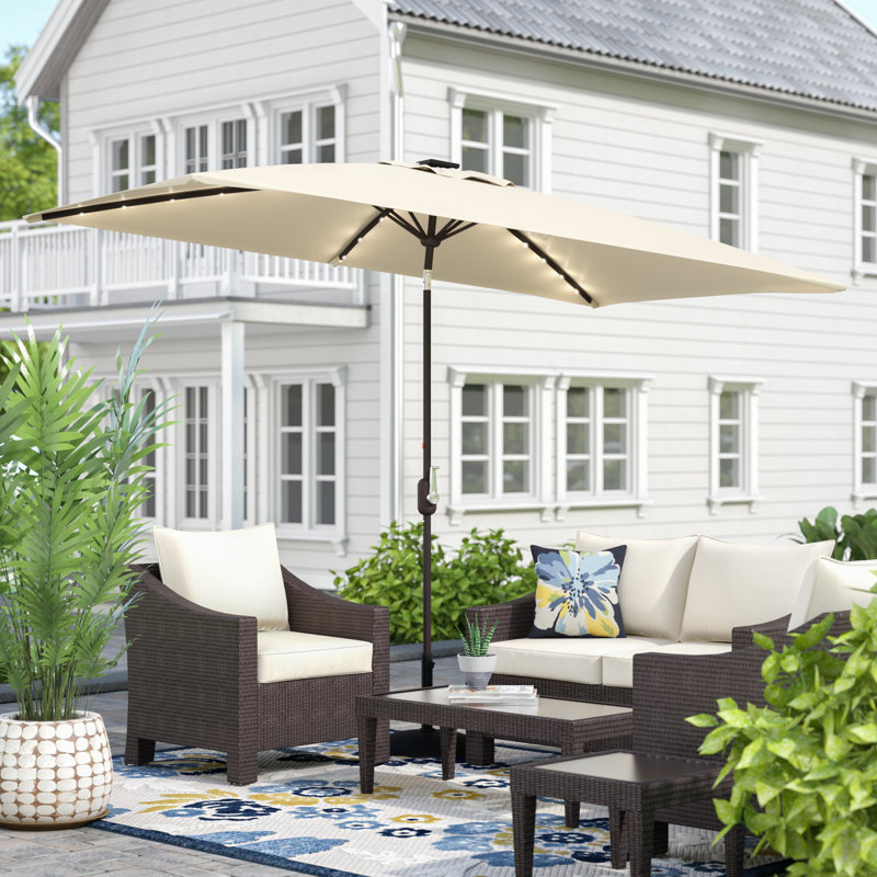 Parasol rectangulaire avec éclairage de 10 pi x 6,5 pi Neoshia, Brun