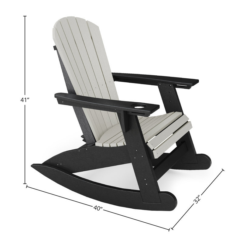 Chaise berçante Adirondack en PEHD Hosea, Noir / gris héron
