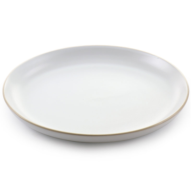 White Ceramic 12-Piece Dinnerware Set with Glossy Rim
