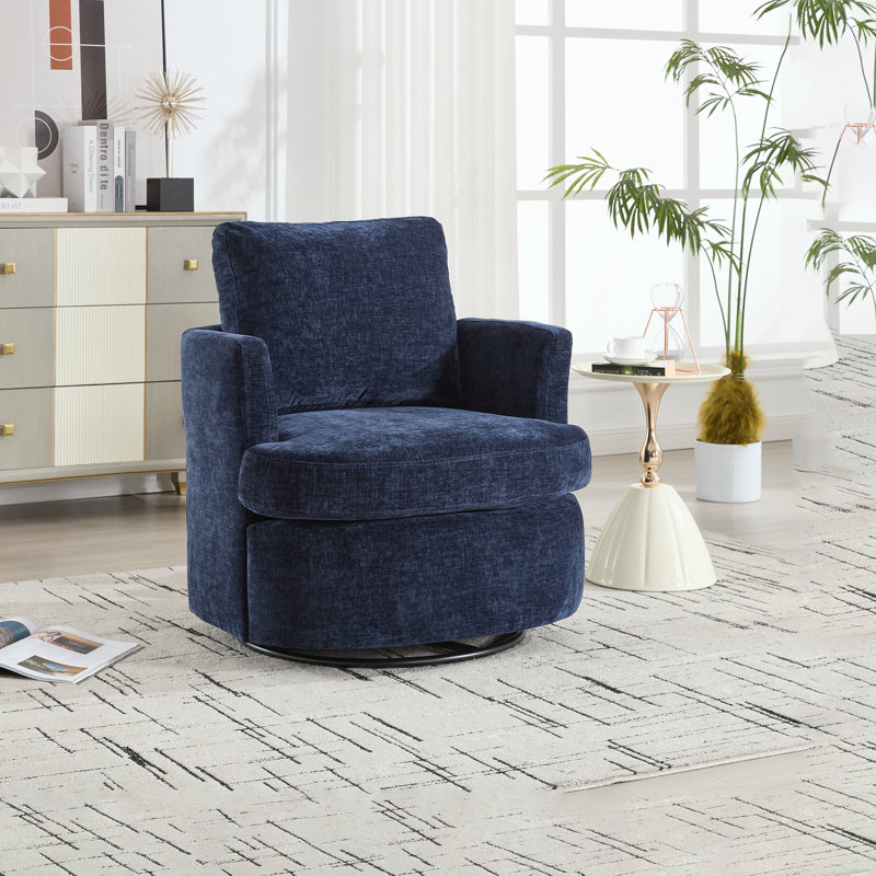 Fauteuil demi-tonneau pivotant à 360 degrés, Bleu