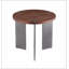Table basse ronde en bois de noyer et pieds en métal noir-2050122108-2050122106