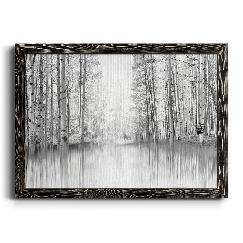 Aspen Reflection - Peinture sur toile encadrée, Toile avec cadre noir, H 31 po x l 44 po x P 1 po