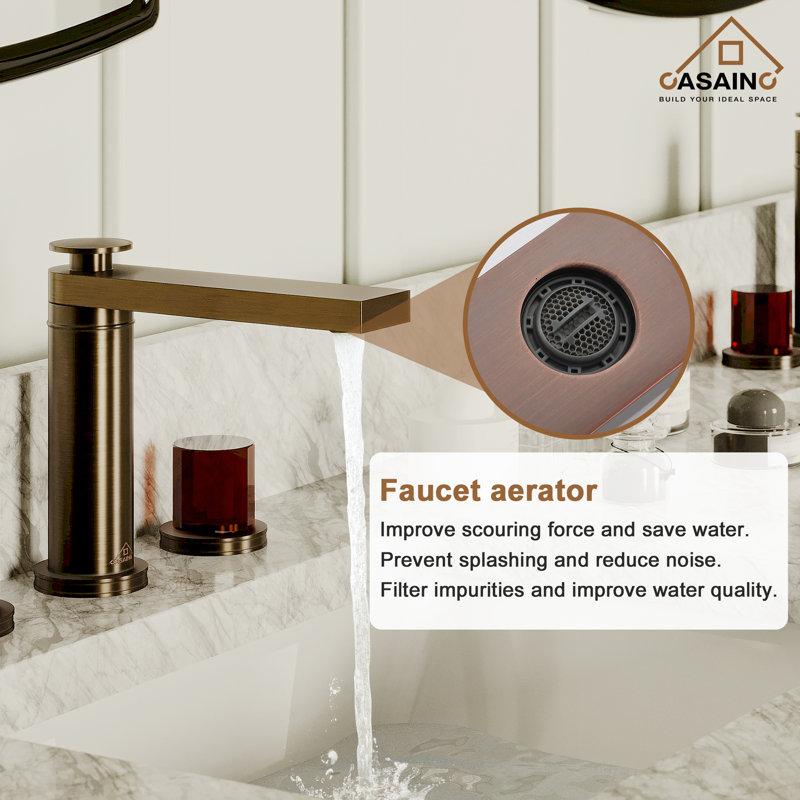 Robinet de salle de bain espacé de 8 po avec bonde escamotable, en bronze brun résistant aux taches
