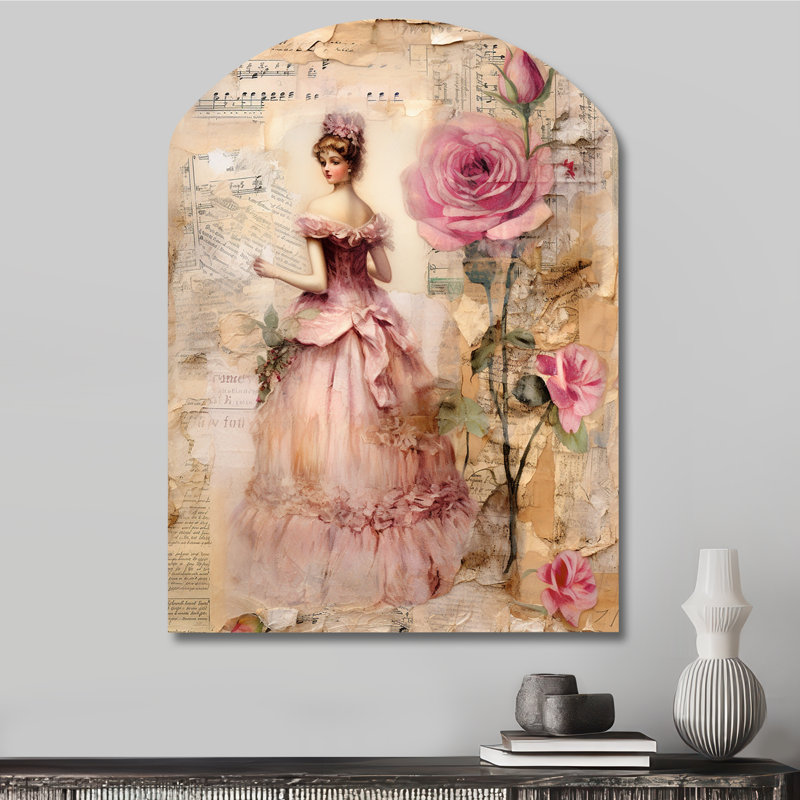 Selita - art mural asymétrique en forme d'arche de rose, H 34 po x l 25 po
