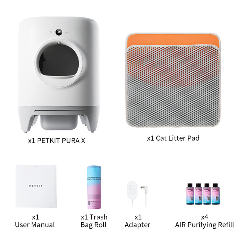 Bac à litière autonettoyant PURA X | Sans ramassage et automatique pour plusieurs chats avec tapis, xSecure / élimination des odeurs / contrôle de l'application