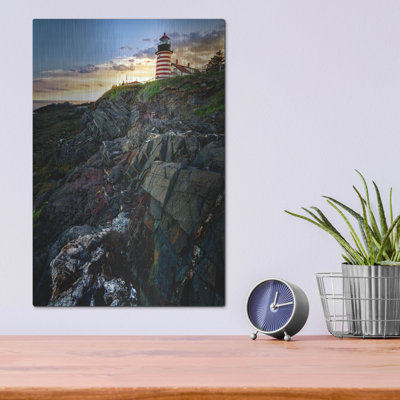 Breakwater Bay 'Sunset At West Quoddy Head Light' by Rick Berk Metal Wall