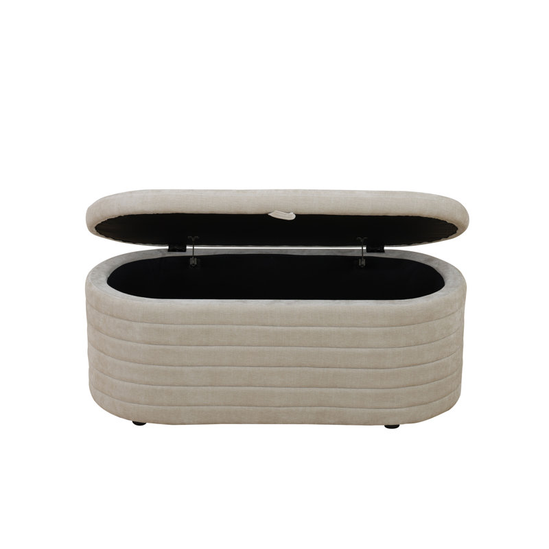 Repose-pieds de salon rembourré, Chenille beige