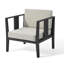 Chaise longue d'extérieur en bois de teck avec coussin et accoudoirs Junco-897636980-897636978