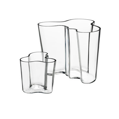 Aalto 2 Piece Clear Glass Table Vase Set