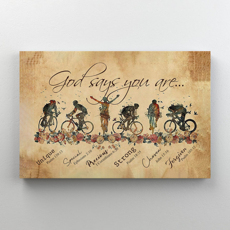 «Cycling - God Says You Are», toile tendue sur toile, H 11 po x l 14 po x P 2 po