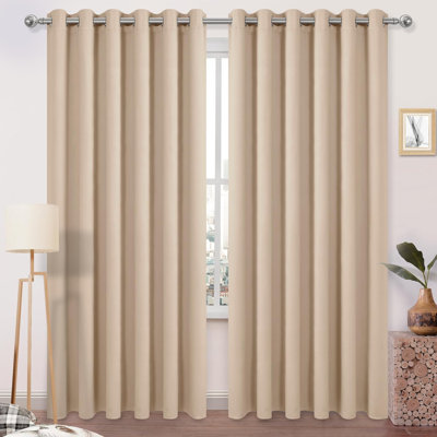 2 Thick Panels Room Darkening Blackout Curtains, Thermal Insulated Block Out Light Grommet Drapes