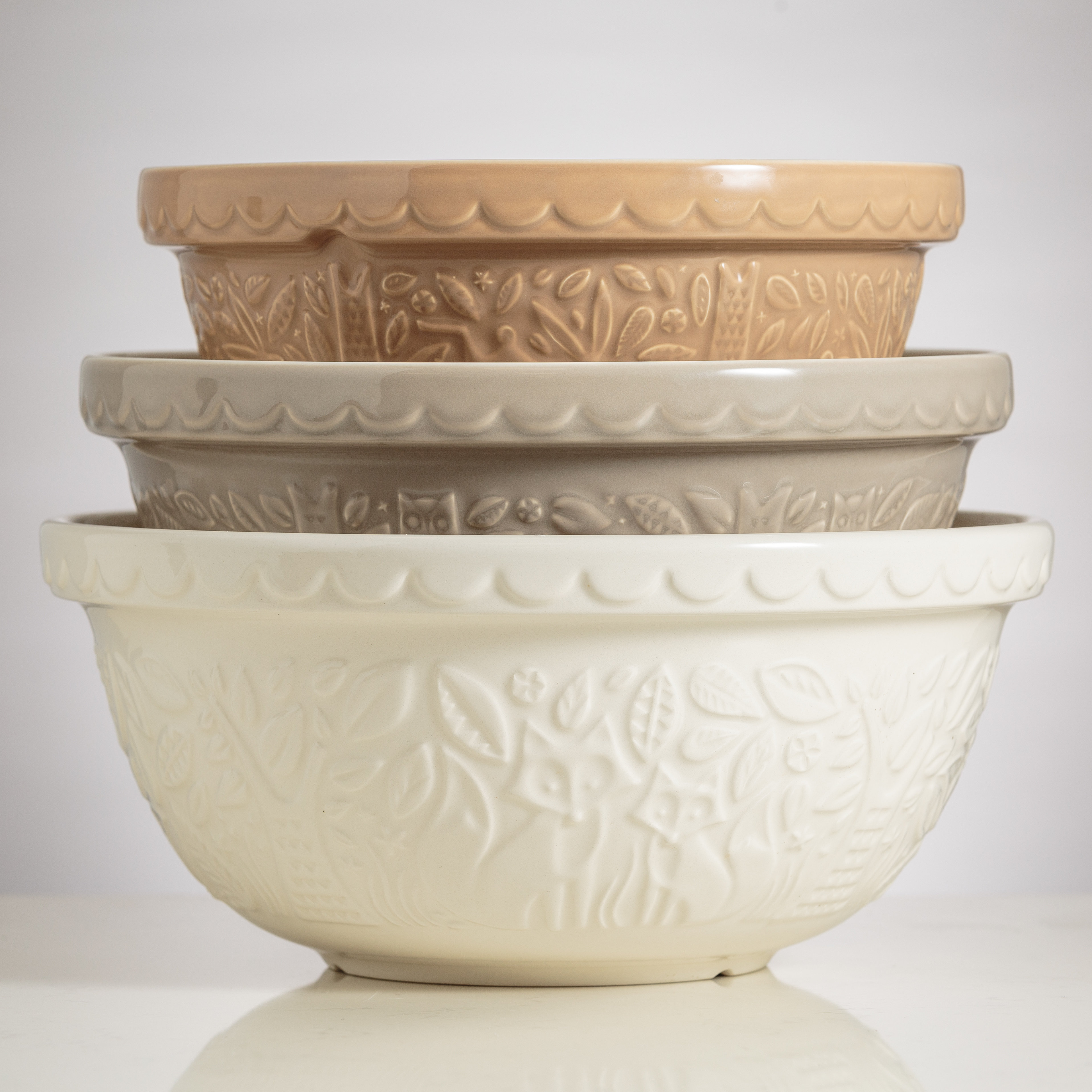 Martha Stewart 3 Piece Stoneware Bowl Set in Beige - On Sale - Bed