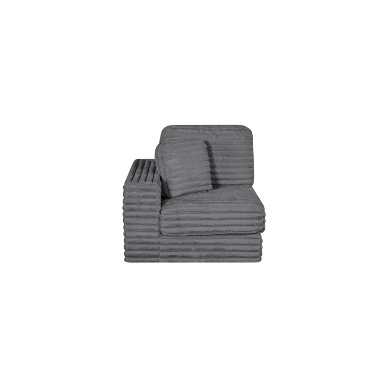 Compressed Modular Corner Chair, Dark Gray Faux Fur