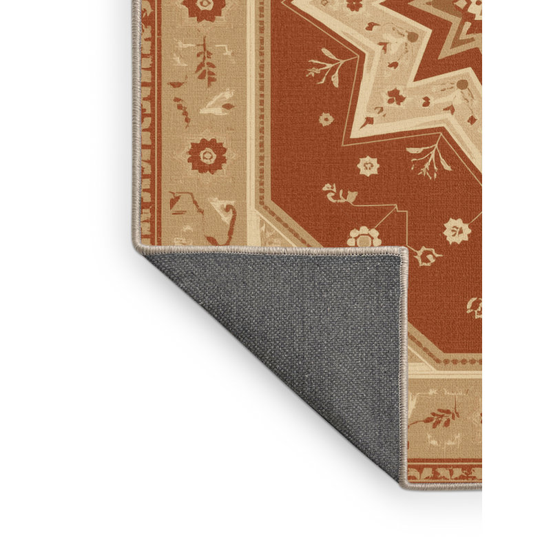 Tapis oriental moelleux moelleux à motif oriental brun et beige, 7 x 9