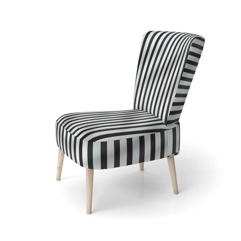 Black And White Striped Lines Harmony - Upholstered Modern & Contemporary Accent Side Chair
