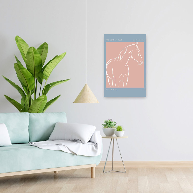 Elegant Equine Sketch Abstract Minimalist Modern Horse Architecture Wall Art Print 1 Piece Wrapped Canvas Wall Art