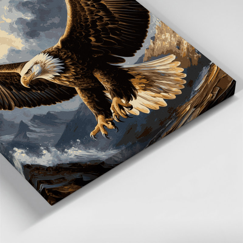 Birds Golden Eagle Gray Canvas Wall Art, 12" H x 18" W