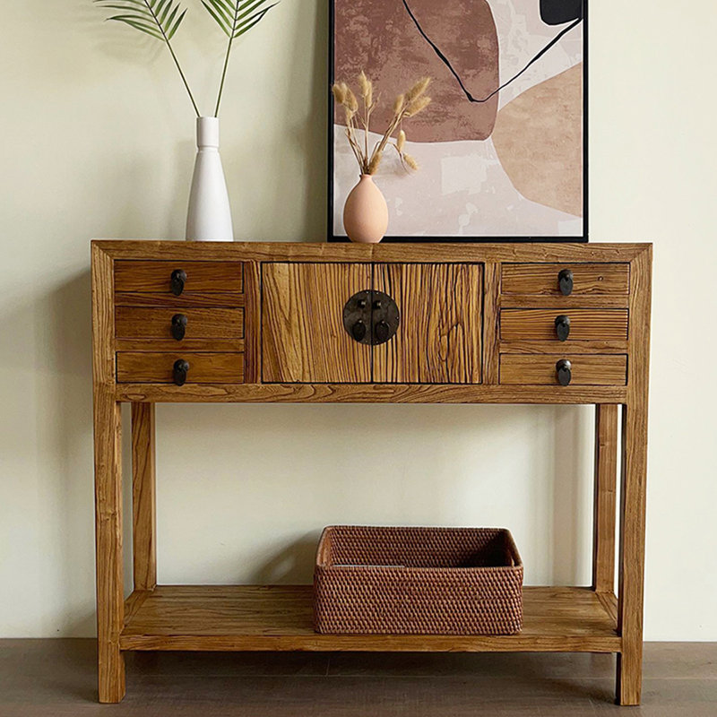 39.37" Natural Colour Rectangular Solid Wood Console Table