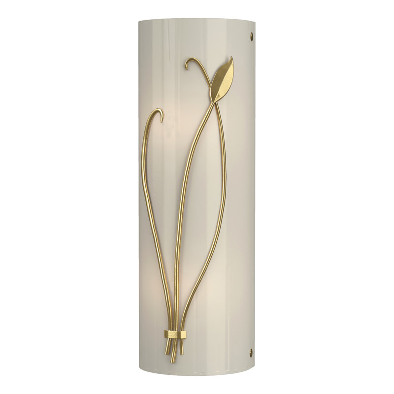 Applique murale encastrée 2 lumières Leaf, Verre ivoire, Laiton moderne, Droite